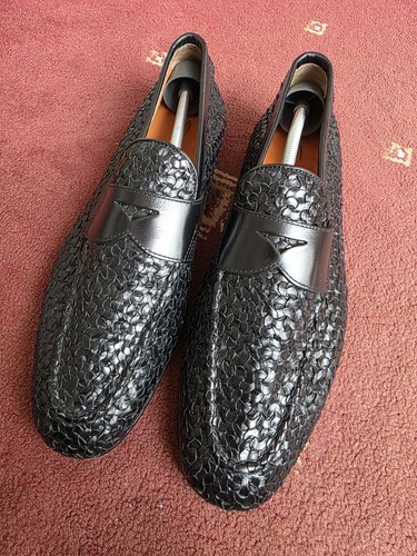Santoni black woven leather - santoni,