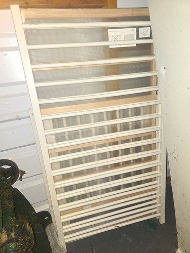 White painted wooden slatted - white,