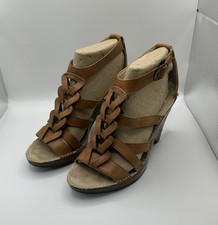 Hush Puppies Seleste Women's Brown Leather Strappy Sandals - Ladies Size UK 5