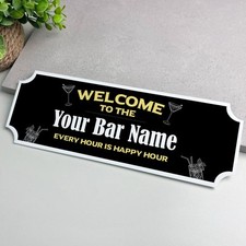 Personalised Bar Welcome Signs Home Bar Gift Accessories Outdoor Man Cave Signs