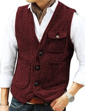 Mens Tweed Waistcoat Retro