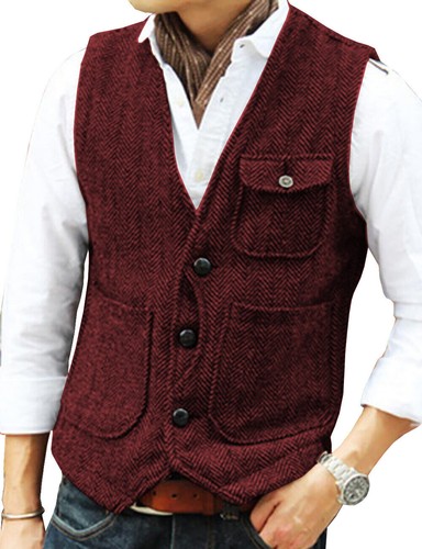 Mens tweed waistcoat - mens, retro