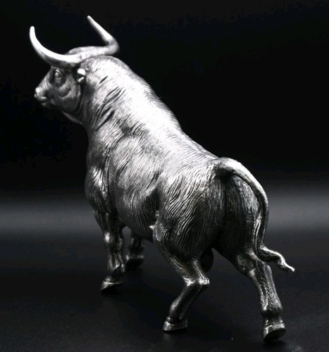 Vintage silver sculpture bull - vintage,