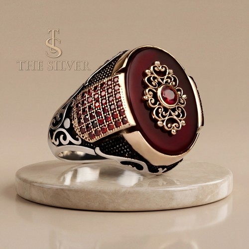 Amber gemstone silver ring