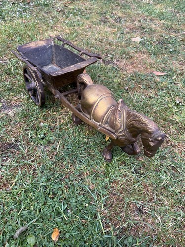 Brass horse and cart - cart, extra