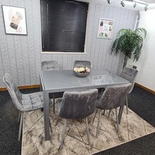 Modern Grey Glass Dining Table