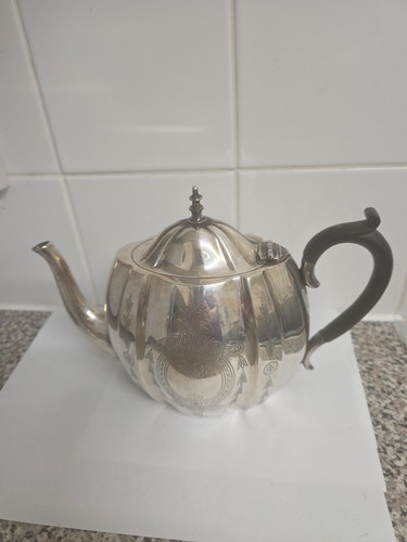 Silver plated victorian teapot - plated,