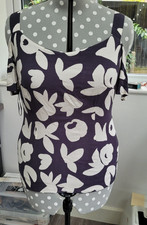 Bravissimo bardot stye top, dark navy and white, size 16 really curvy
