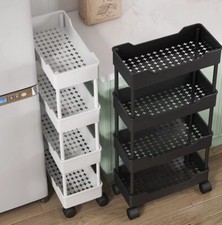 Kitchen Storage Trolley Slim Cart Rack Tray Shelf Rolling Wheel Holder -3/4 Tier