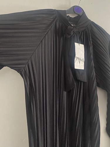 Zara black dress - black, pleated