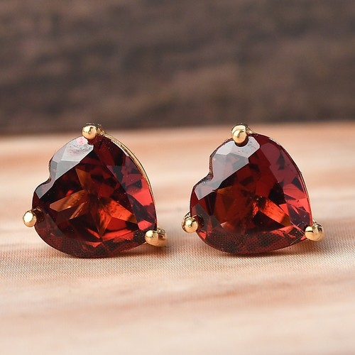 Red garnet heart - garnet, earring