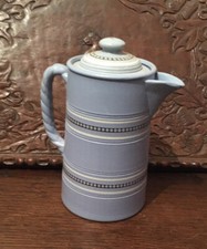 ANTIQUE DUDSON POTTERY - Early Stoneware Jug / Coffee Pot - Blue Applied Decor