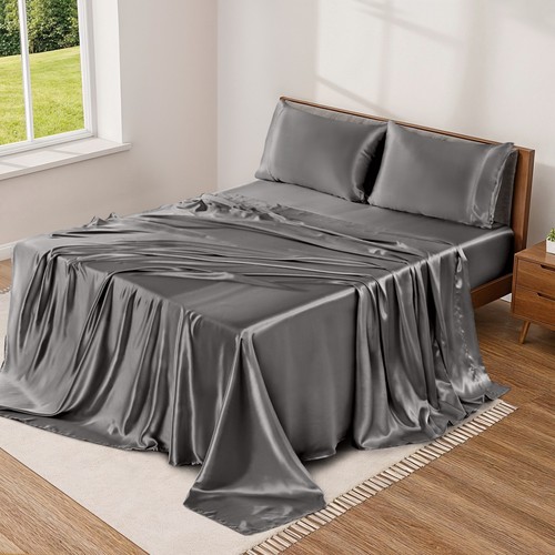 Satin bed sheet set - bed,