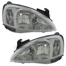 Headlights Vauxhall Corsa C 2000-2003 Chrome Inner Headlamps 1 Pair Left & Right