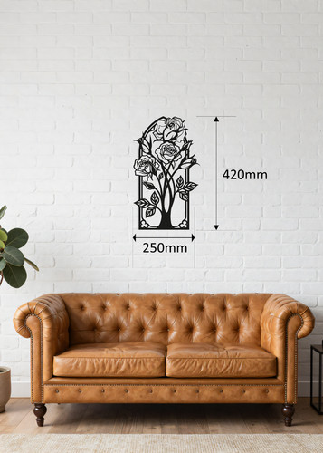 Black rose gothic arch wall - black,