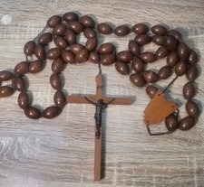 Religious Rosary Beads 160cm Dark Brown Large Wooden 3cm Bead Virgin Mary Jesus 