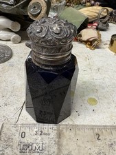 19th CENTURY BRISTOL BLUE SILVER SCENT BOTTLE WITH STOPPER CHARLES MAY