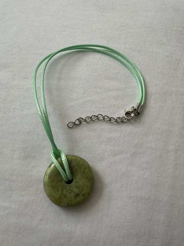 Natural jade donut stone - natural, cord