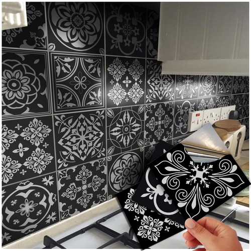 Black tile stickers - black,