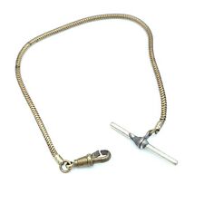 Antique Brass Watch Chain Fob T-Bar Herringbone chain Total Length 25.5cm C1880