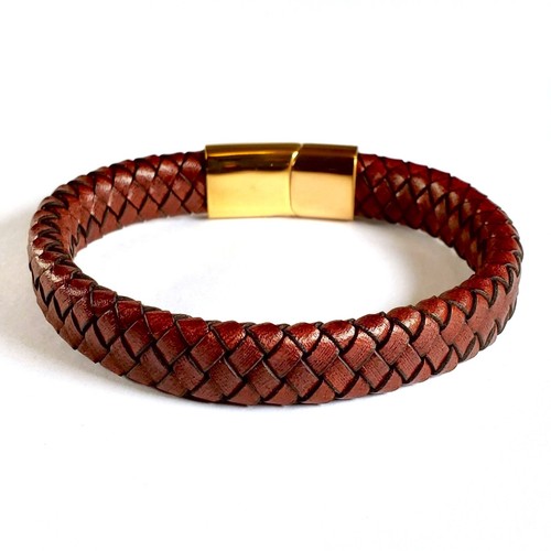 Mens leather bracelet braided - leather,