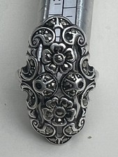 Vintage Silver 935 Marcasite Ornate Ring Fine Jewellery Gift Size UK I - USA 4.8