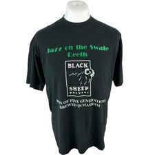 Jerzees T Shirt Vintage Large Black Graphic T Shirt Black Sheep Brewery L