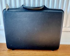 Vintage Samsonite Black Hard Shell Slim Hitachi Briefcase 1980s - 90s