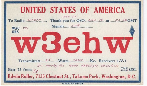Qsl 1936 washington - 1936, dc