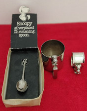Vintage Snoopy set with spoon, mug, and napkin ring ( A 10 )