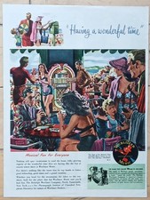 WURLITZER 1015 JUKEBOX MAGAZINE ADVERT - LARGE ORIGINAL - LATE 1940s - SEE VIDEO