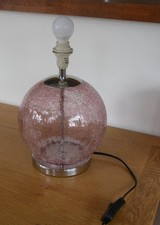 Next Pink  Crackle Glaze Glass Table Lamp - 29cm Tall x 19cm Diameter  GWO/VGC
