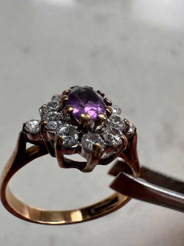 9ct gold amethyst cubic - amethyst, &