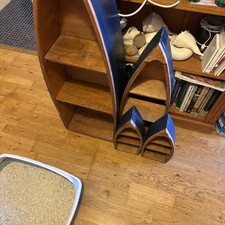 Four Nautical Wooden Boats  2-Shelf Hanging  Wood Boat Rustic Wall Decor  