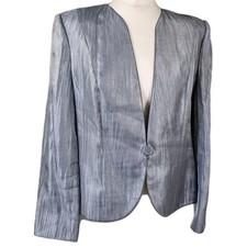 Jacques Vert silver grey occasion party blazer women jacket size 14