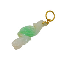 19th Century 22ct Yellow Gold Mounted Carved Green Jade Parrot Pendant Antique