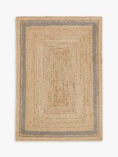 John Lewis Rectangular Hand Woven Jute Border Rug 180 x 120cm - {Damaged] B+
