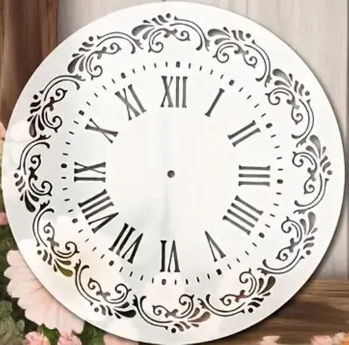 Floral clock face stencil - floral,