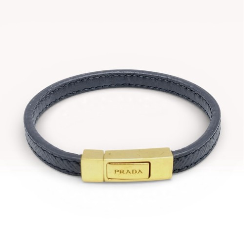 Prada men black gold leather - men's,