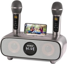 Karaoke Machine with 2 Wireless Mics, AUX/USB/TF/Holder