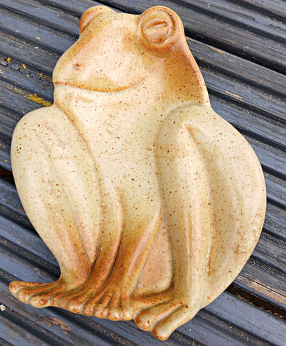 Vintage ceramic frog spoon - vintage,