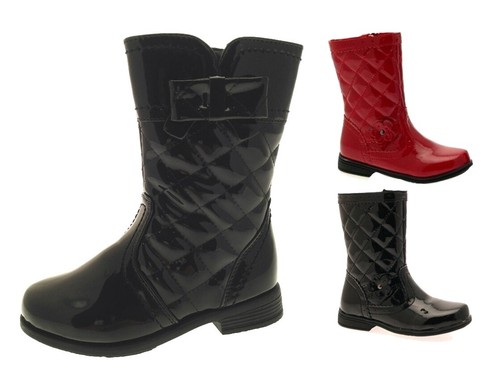 Girls quilted biker boots faux - quilted,