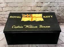 VINTAGE METAL TRUNK,ORIGINAL. EARLY 20th CENT, HAND PAINT. MILITARY