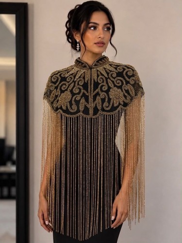 Women black gold - black/gold, beaded