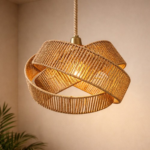 Handwoven rattan ceiling light - handwoven,