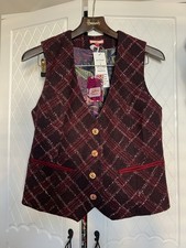 Joe Browns Ladies Waistcoat Size 12 BNWT Purple Glitter Thread Christmas Plaid 