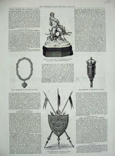 Original old antique print - old,