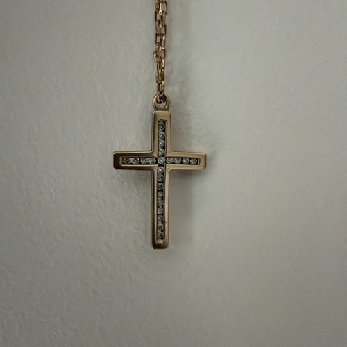 Gold diamond cross pendant - diamond,