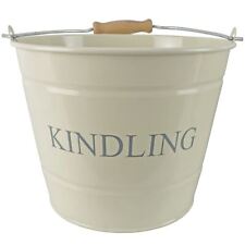 Manor Reproductions Fireside Round Cream Metal Kindling Bucket Small 0361