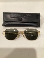American AO Optical  5 1/2 Aviator  Sunglasses Military Gold Toned CHIPPED